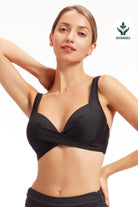 Sunseeker Core Solid Black Plus Cup Underwire Bikini Top