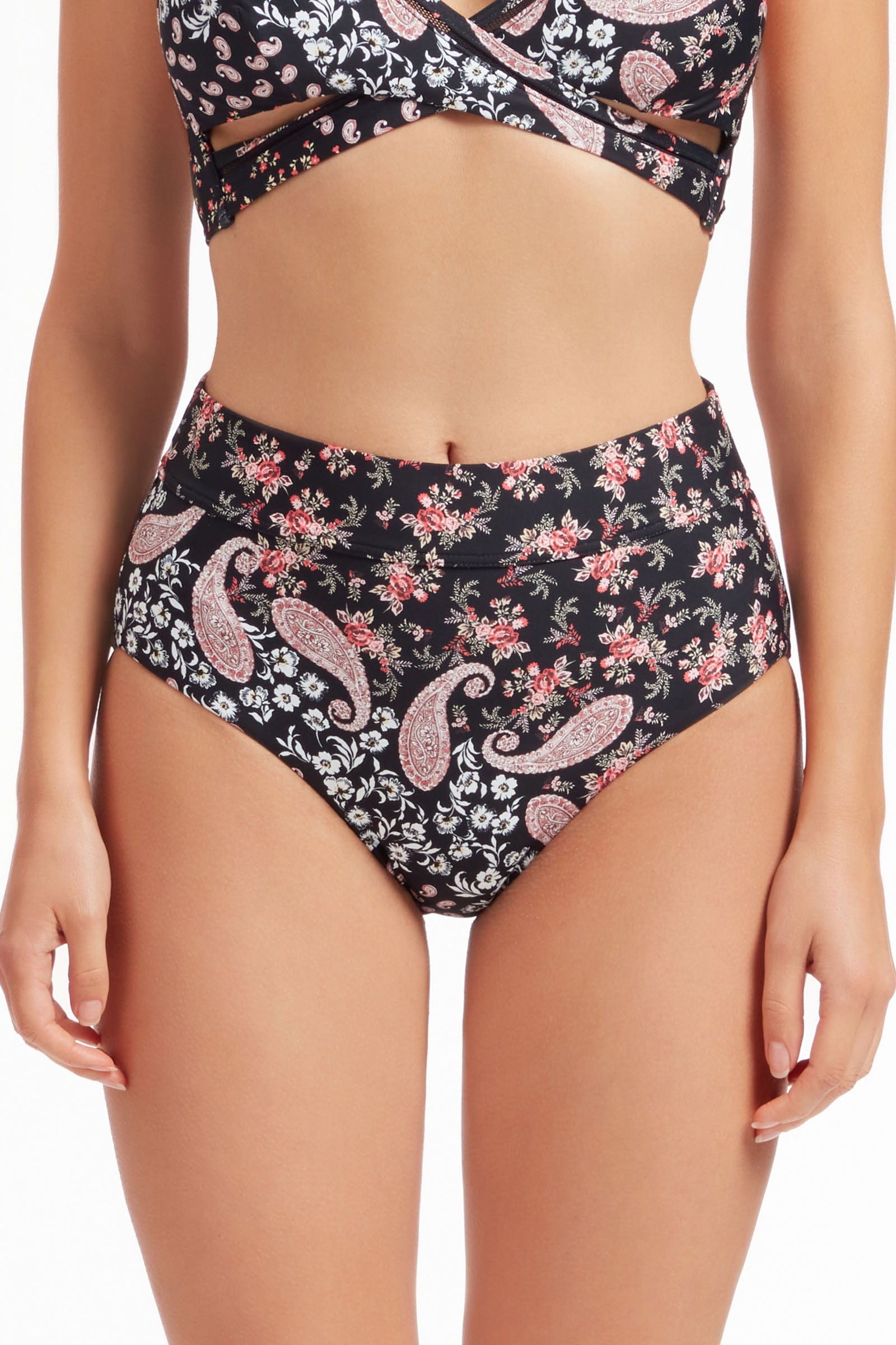 Sunseeker Sweet Paisley Black High Waisted Full Classic Pant