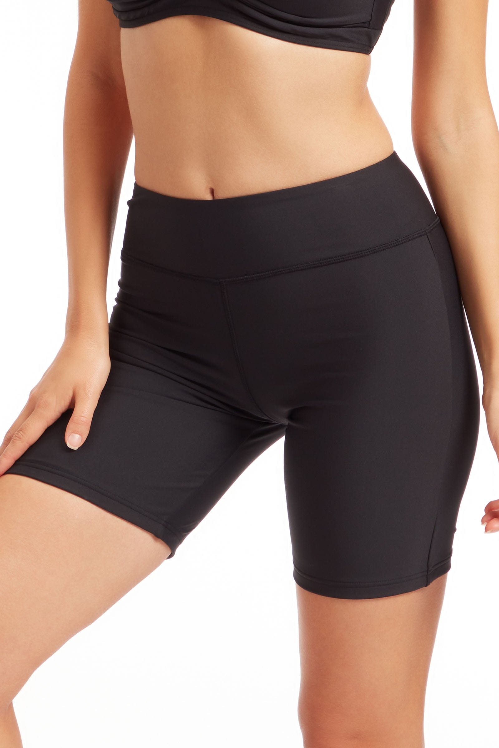 Sunseeker Core Solid Black High Waist Bike Shorts