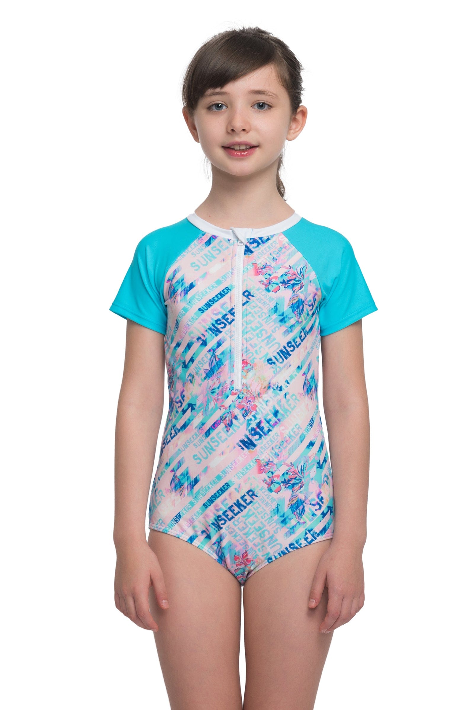 Sunseeker Sunseeker logo print short sleeve one piece rash guard