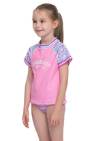 Sunseeker Spring blossom short sleeve rash guard with bikini 3-piece set