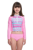 Sunseeker Spring blossom long sleeve zip up rash guard set